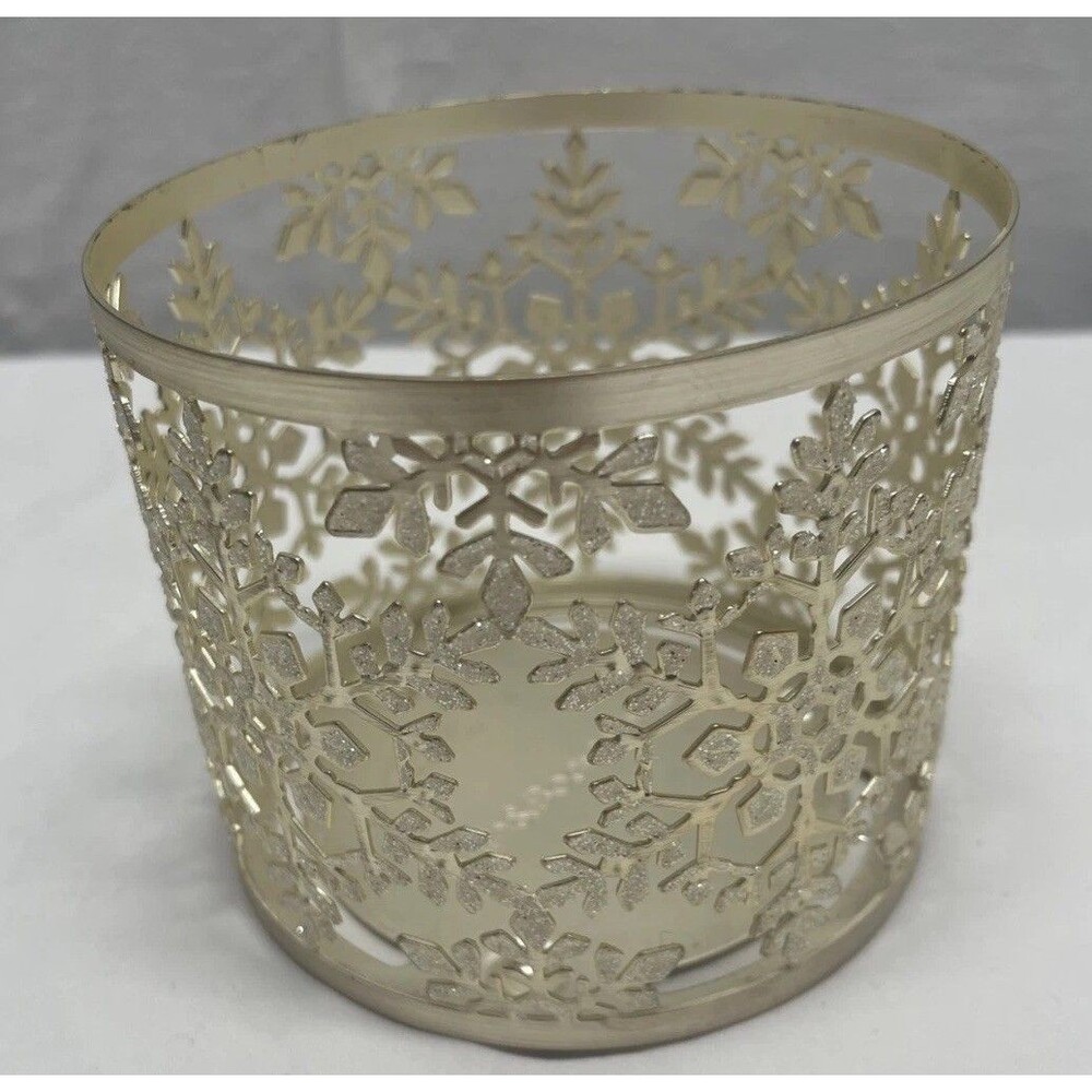 Bath & Body Works Sparkling Snowflakes Large 3 Wick Candle Holder Sleeve Holiday